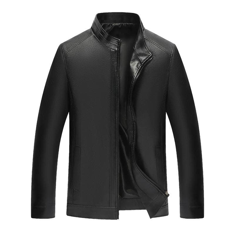 Middle-Aged Men's Pu Leather Jacket, Dad Style, Middle-Aged and Elderly Leather Jacket, Men's Spring and Autumn New Style, Stand-Up Collar Leather Jacket, Thin 5