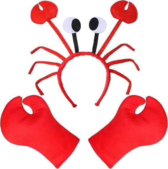 2026 New Style Crab Claws, Lobster Headband, Gloves, Red Performance Set, Halloween Costume, Amazon Cross-Border