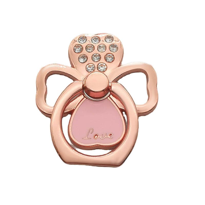 Mobile Phone Holder with Four-Leaf Clover Design, Sparkling Diamond Ring Buckle, Strong Adhesive, Anti-Drop, Portable, Invisible, Integrated 5