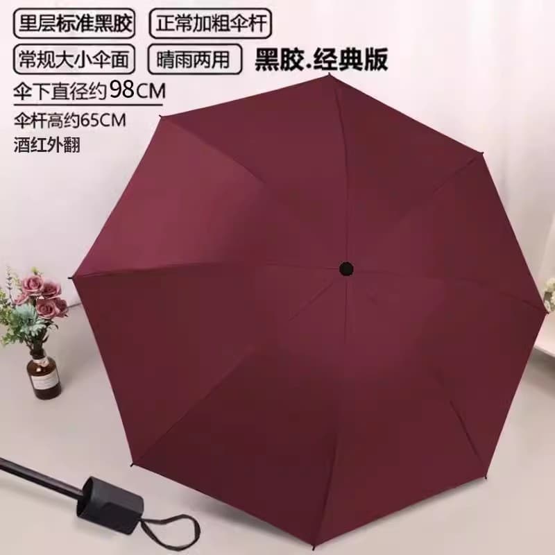 8-bone sunny and rainy sunscreen vinyl umbrella-single [burgundy]