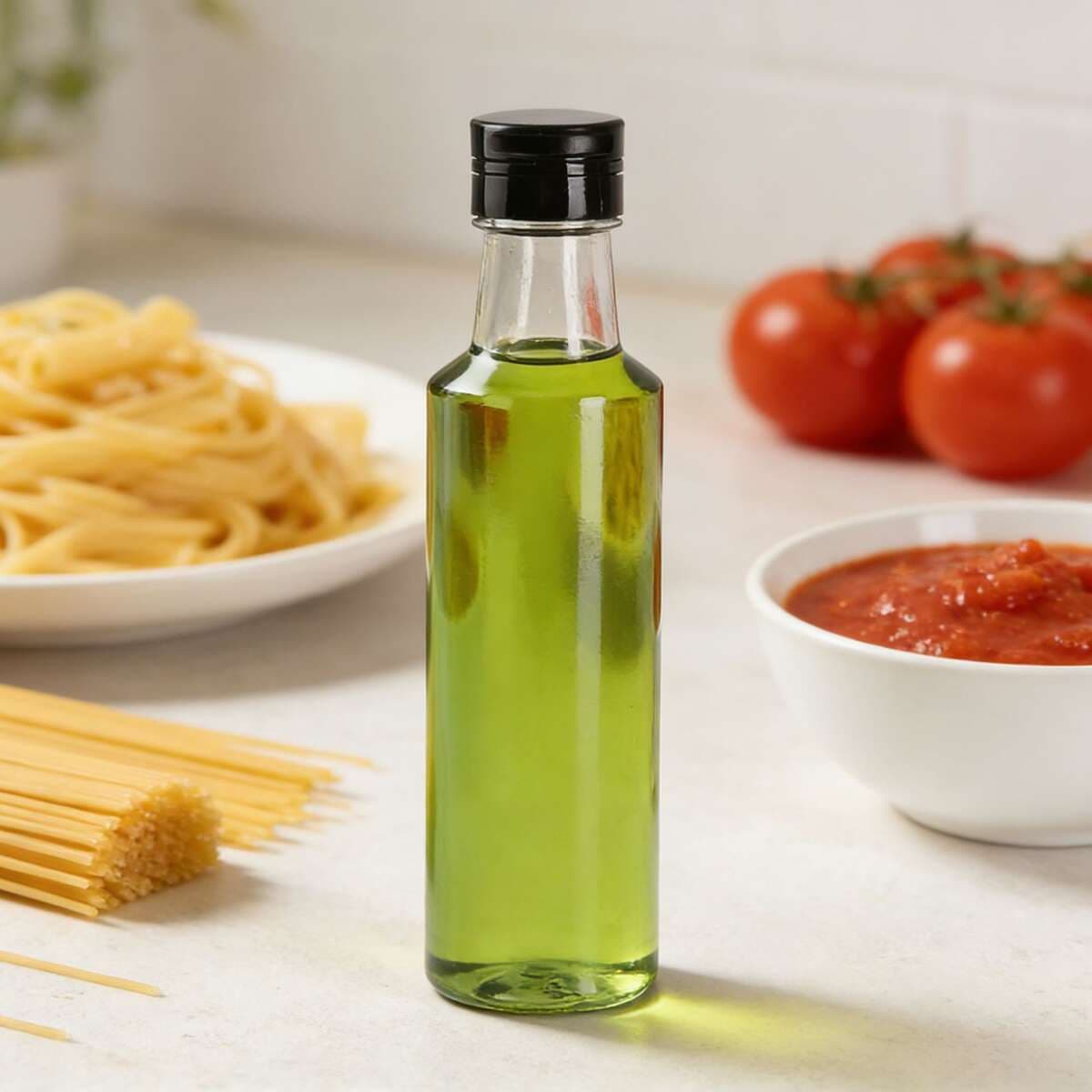 250 ml qida dərəcəli dəyirmi plastik şüşələr (yağ, sirkə, soya sousu üçün), möhürlənmiş və sızdırmaz 2