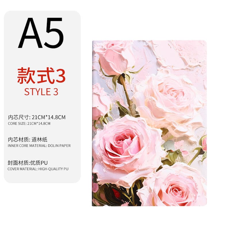 Pink rose color printed a5 notepad