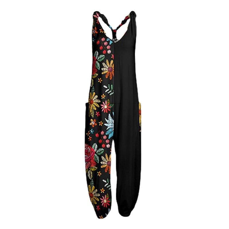 Cross-border 2023 new women's clothing Amazon personalized printed loose plus size harem pants beach sling jumpsuit 5
