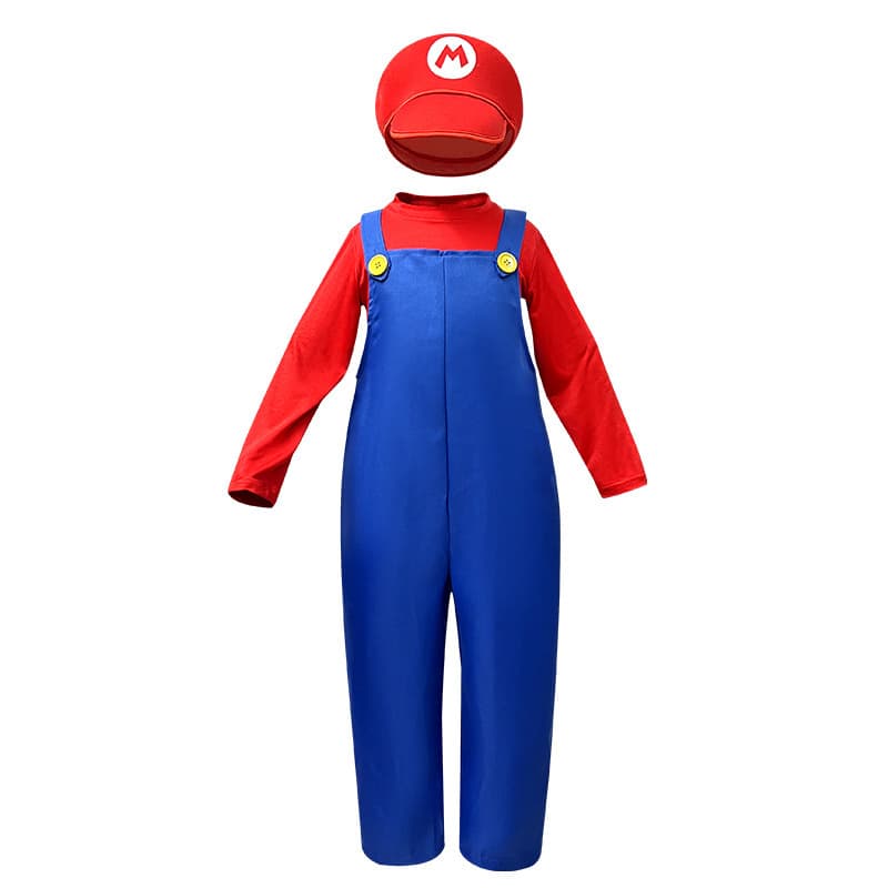 Children's red [hat + beard + top + overalls + gloves]