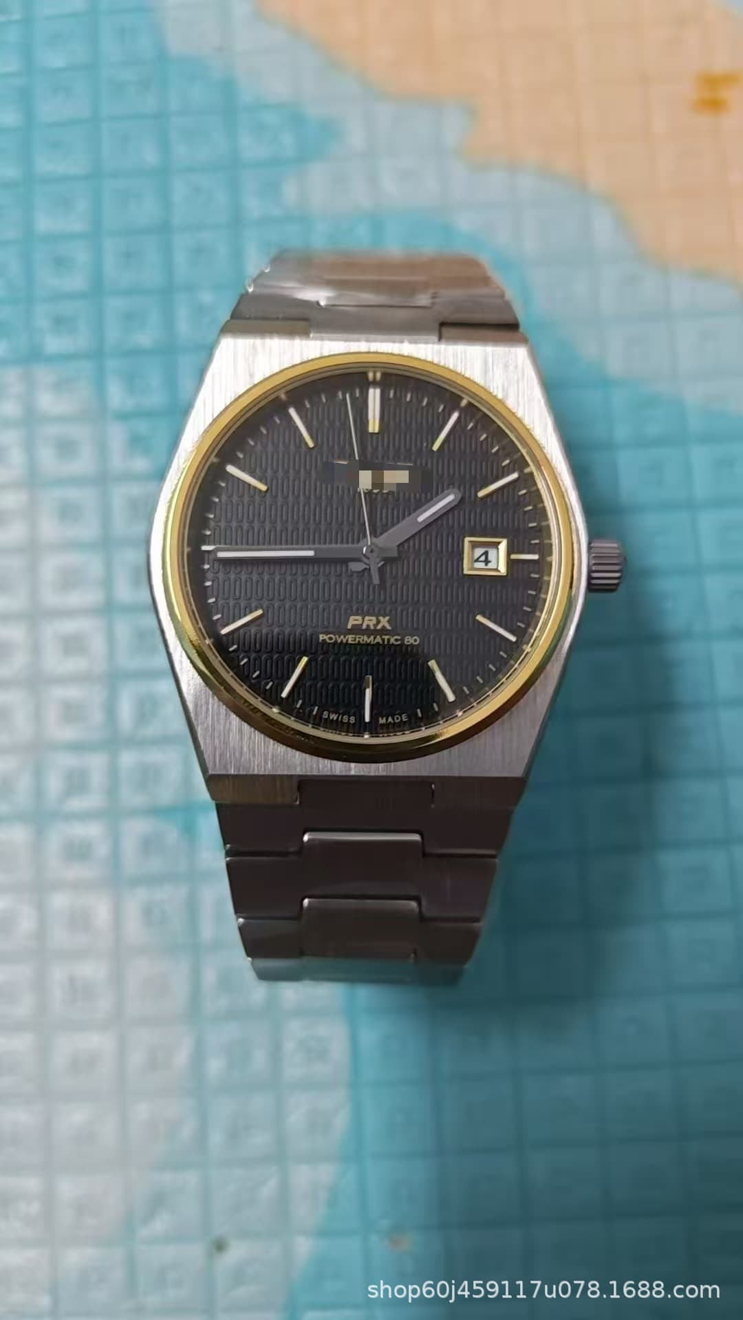 Prx steel black gold ring plaid mechanical