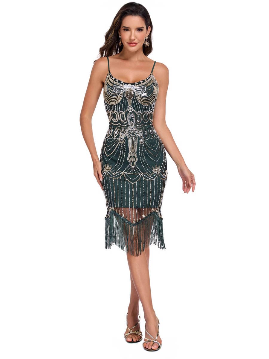 Sexy Sequin 1920S Beaded Dress European and American Retro Banquet Party Stage Nightclub Fringe Dress 8032 4
