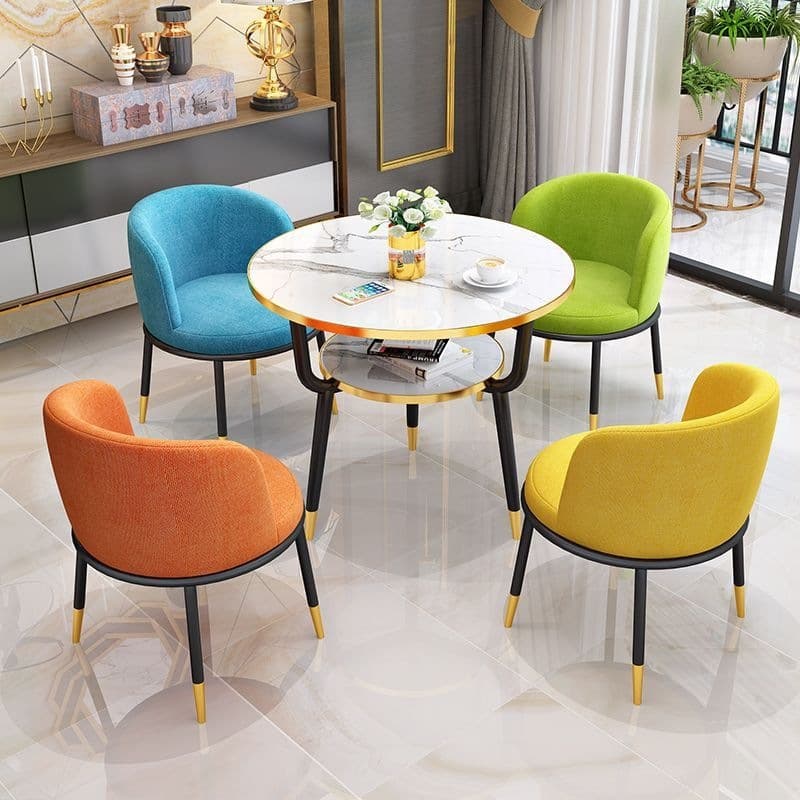 [one table and four chairs] warm white double-layer table 70cm + 4 chairs in any color