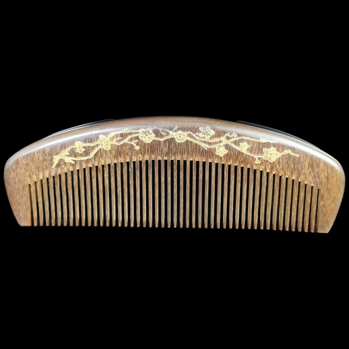 Golden green sandalwood 17cm moon-shaped gold-painted fine teeth