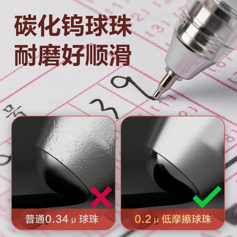 Deli V106 Silent Click Exam Gel Pen 0.5mm St Tip Quick-Dry Student Writing Practice Pen Carbon Pen 4