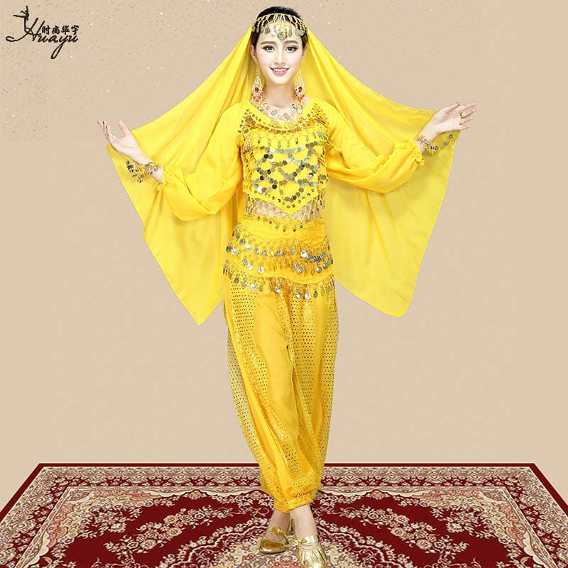 Huayu Dance Indian Dance Performance Costumes Xinjiang Ethnic Dance Indian Girl Performance Long-Sleeve Pants Set European and American Style 2
