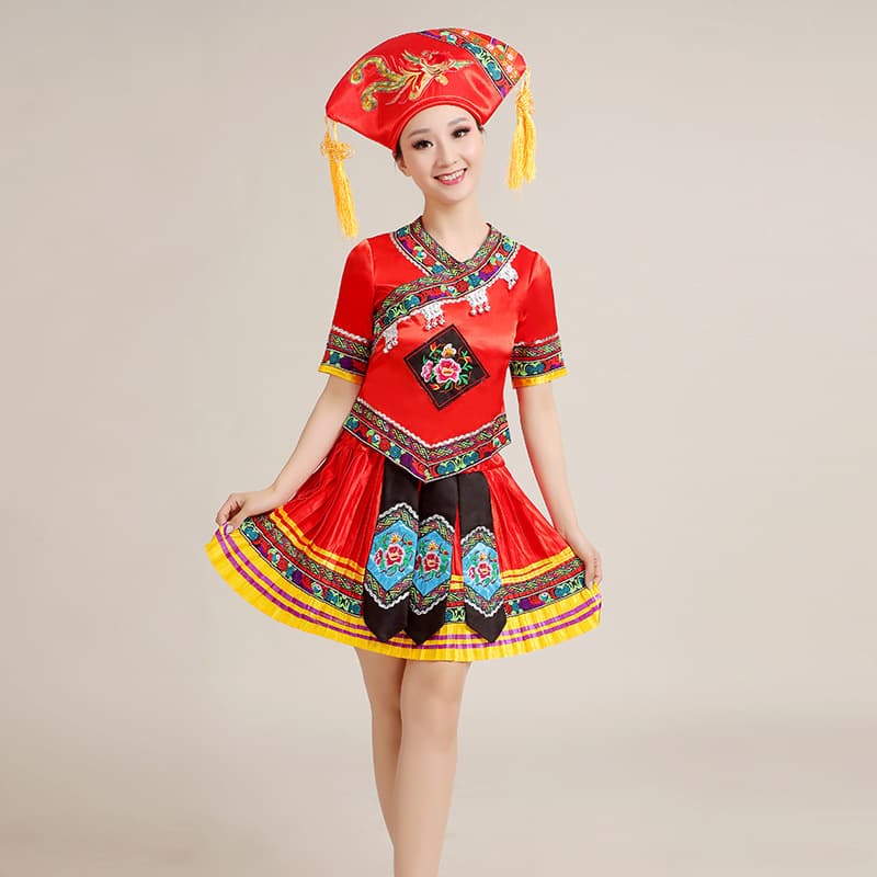 XZ-01 short skirt Big Red + fan-shaped headdress