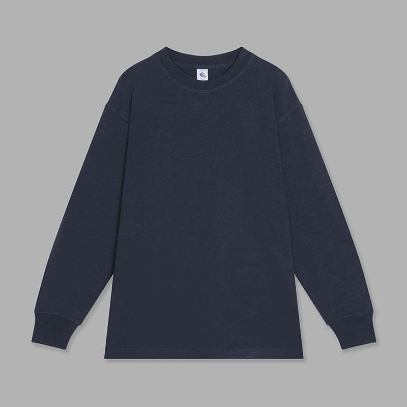 Ame-Kaji Retro Round-Neck Trendy Brand Basic Loose Bamboo Cotton Washed Unisex Long-Sleeve T-Shirt Base Layer 3