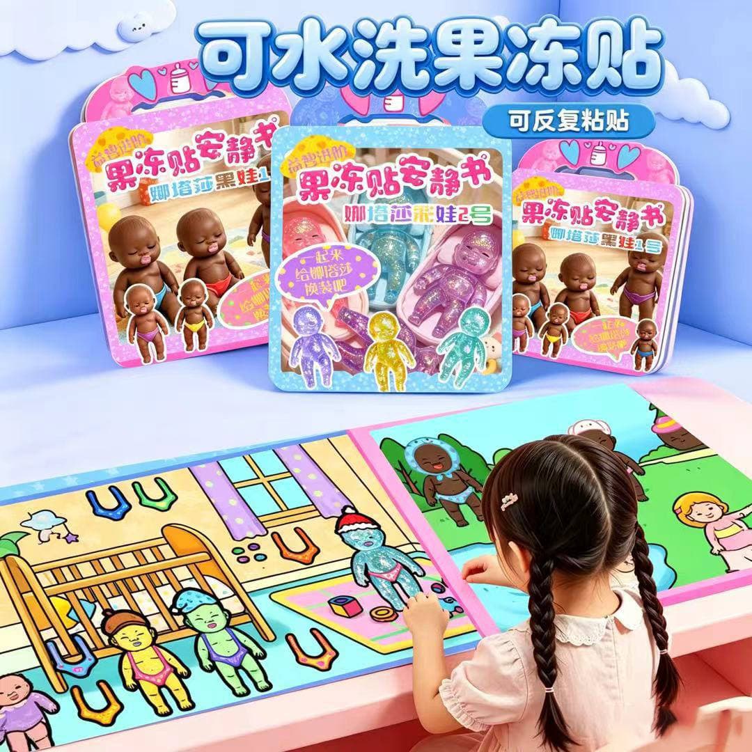 Natasha Jelly Stickers Quiet Book DIY Handmade Toys for Girls, Reusable, No Cutting Required, Washable 2