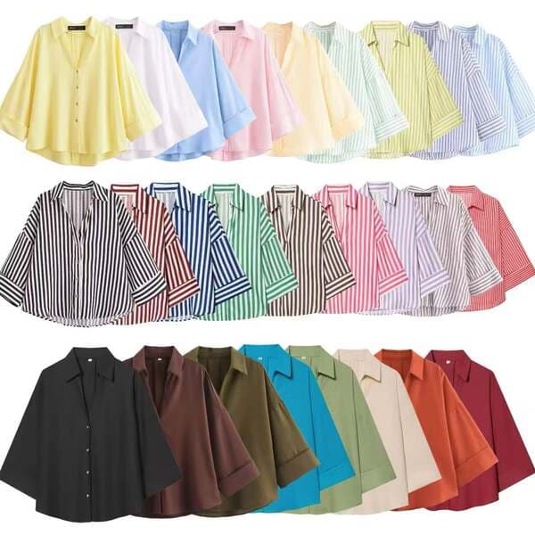Pb&Za Women's Clothing 2025 Season New Arrival, Fashionable and Versatile Linen Blend Wide-Sleeve Comfortable Shirt 2340939