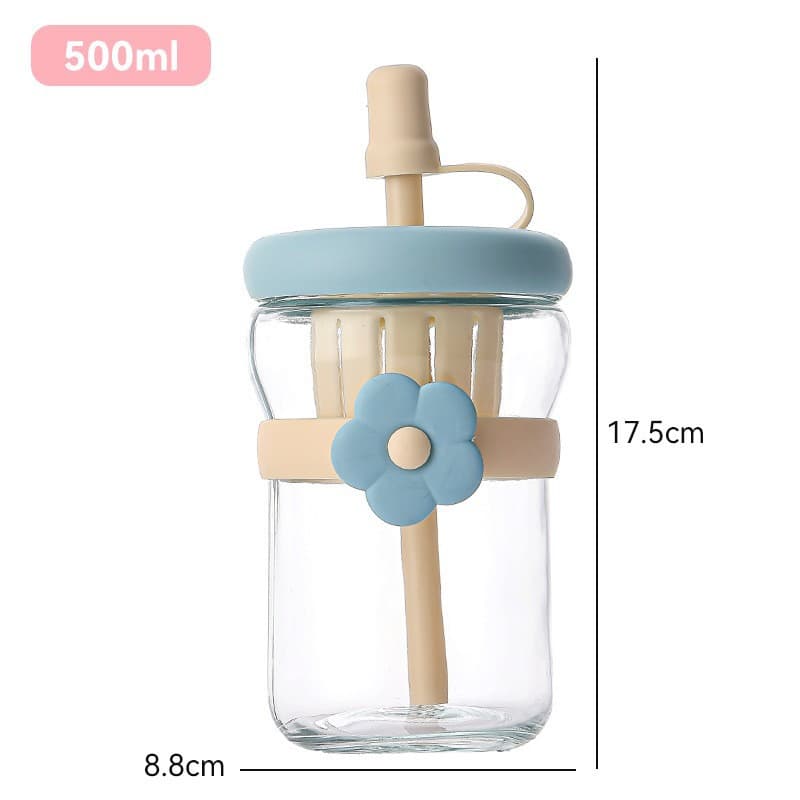 ☆※★Blue flower cup (with straw)☆※★