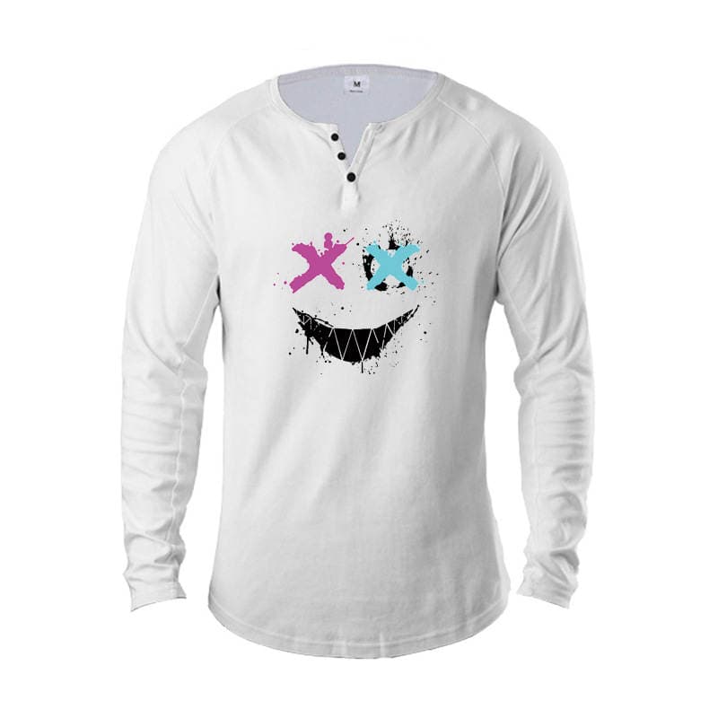 Kişilər üçün pambıqdan, Henri yaxalı, uzunqol, boş kəsimli, böyük ölçülü fitnes t-shirt (payız-qış). 5