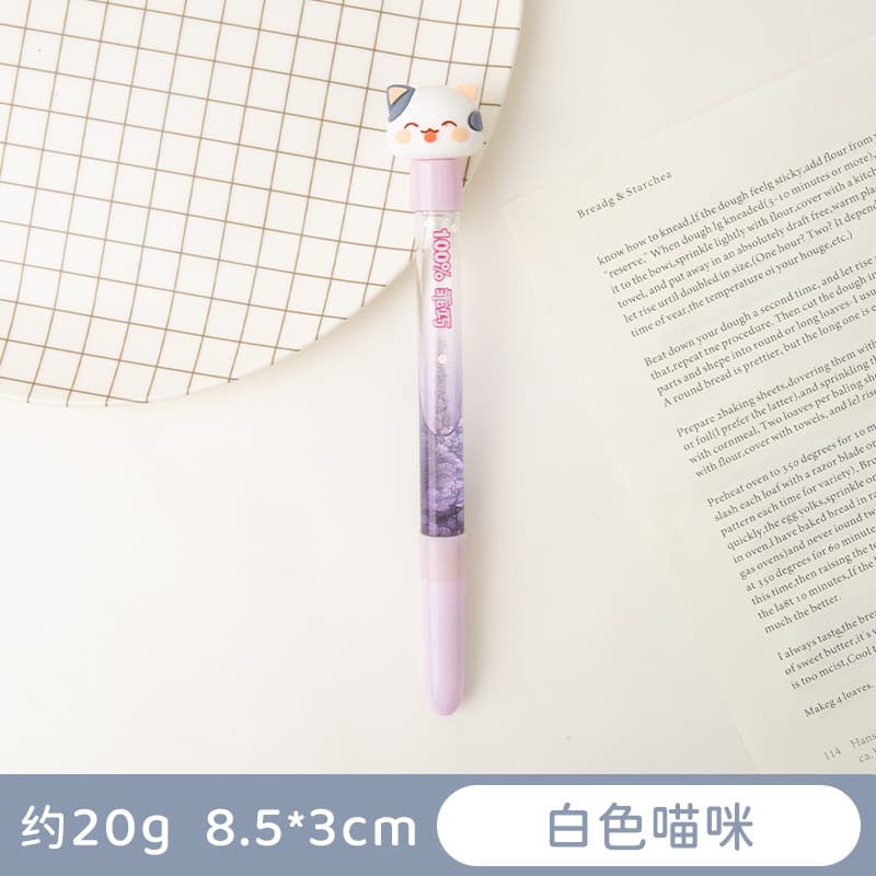 White cat_cartoon creative quicksand pen
