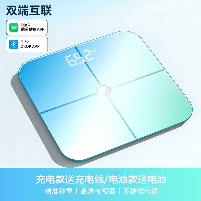 Body fat scale - gradient blue led [mint health app connectivity / multiple health data / accurate weight and fat measurement]