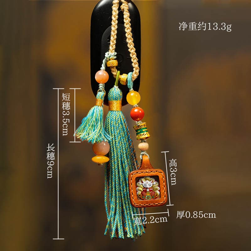 Hand-Painted Small Thangka Bag Hanging Zajiram Green Tara Mahakala Xizang-Style Pendant National Trend Portable Pendant Keychain 4