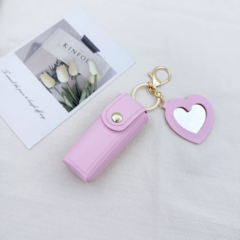 Love mirror style lipstick bag [pink]