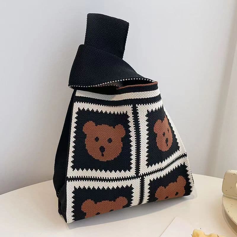 Plaid Bear Head-Black