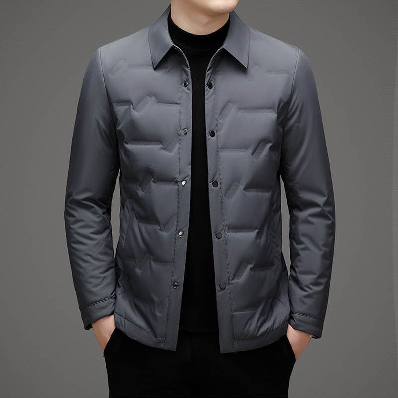 Lightweight down Jacket for Men, Autumn and Winter, Business Casual, Turn-Down Collar, White Duck Down, Warm Shirt Collar Coat 3