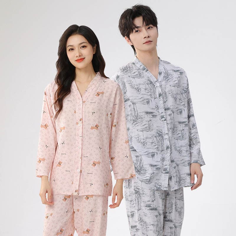 Cütlüklər üçün yaylıq pambıq pijama dəsti: qısaqol/şort və ya uzunqol/uzun şalvar, ev və ya açıq hava geyimi. 2