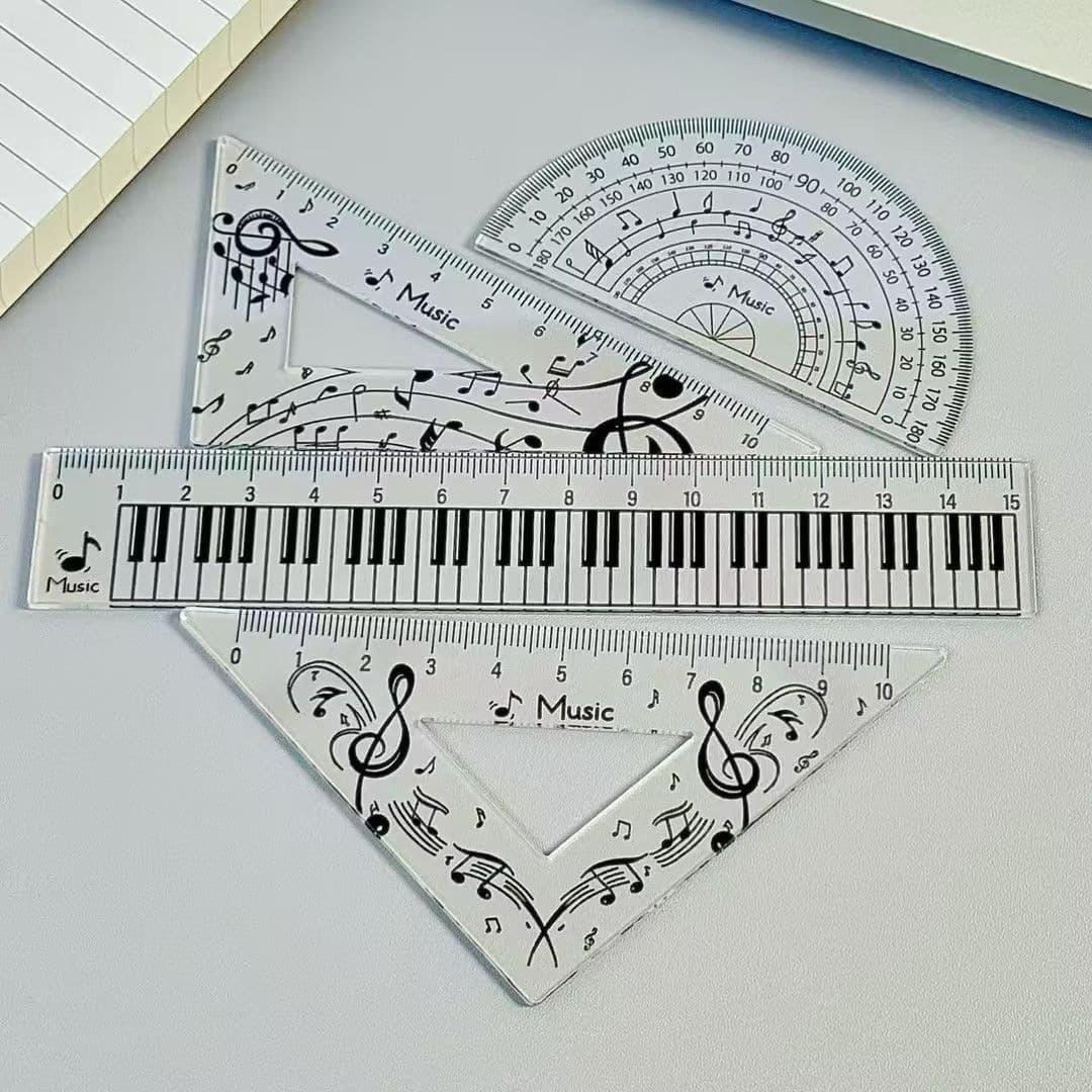 Piano key black note transparent ruler set