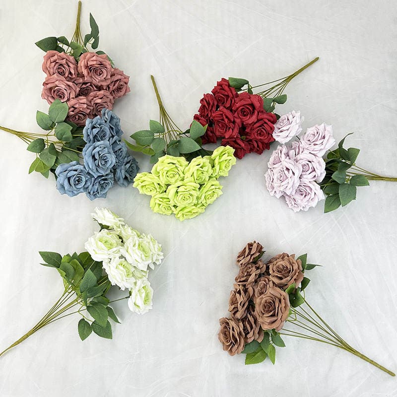 Artificial Rose Flower with 9 Heads, Diamond Rose, Artificial Flower, Rose Wall Waterfall, Fake Flower, Silk Flower Bouquet, Wedding Ceremony Hall 2