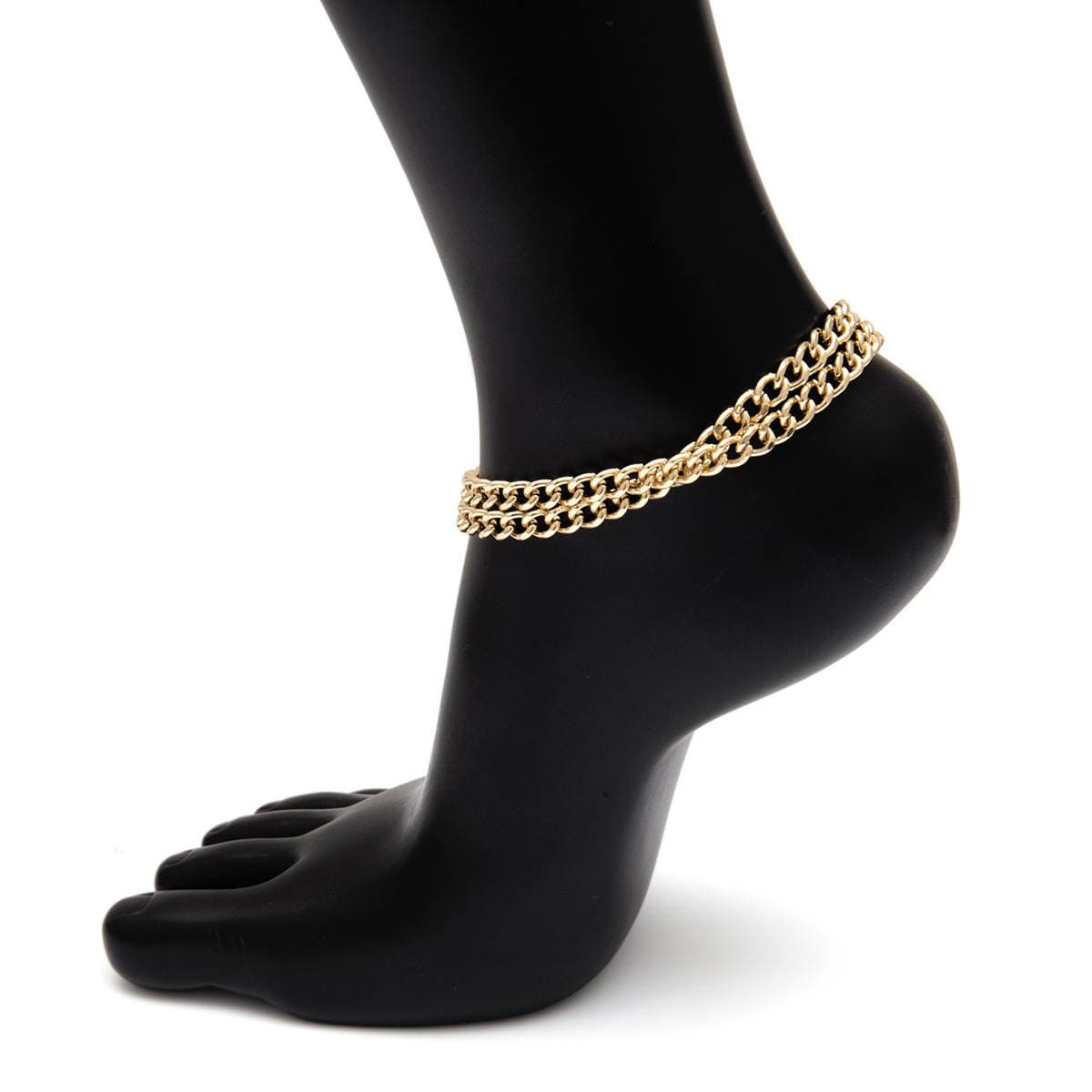 European and American cross-border jewelry exaggerated multi-layer thick chain niche foot ornaments women's simple handmade chain metal personalized anklet 5