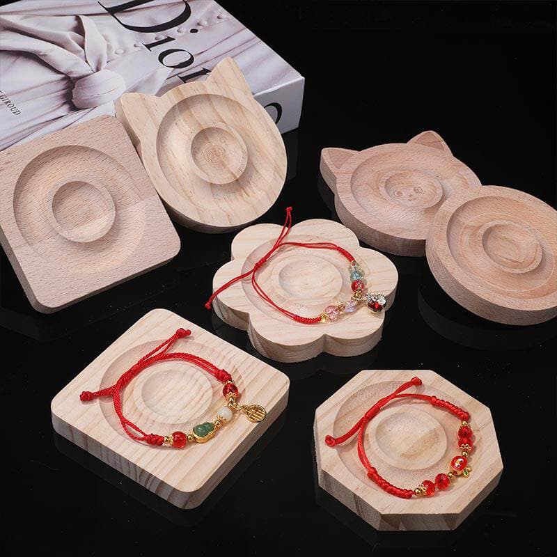 Solid Wood Bracelet Display Tray, Handcrafted Wooden Tray Tool for Bracelet Beading Diy, Bead Arrangement, and Jewelry Display Stand 3