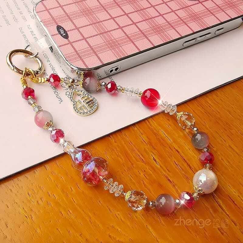 Fulu Crystal Bead Mobile Phone Chain Pendant for Women with High-Looking Wrist Rope Short Style for Outdoor Travel, Shopping and Taking Photos 3