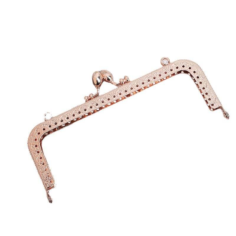 Direct Sale from the Manufacturer: Square Rose-Colored Embossed Flower Bud Clasp with Double Handles, High-Quality DIY Bag Accessories 5