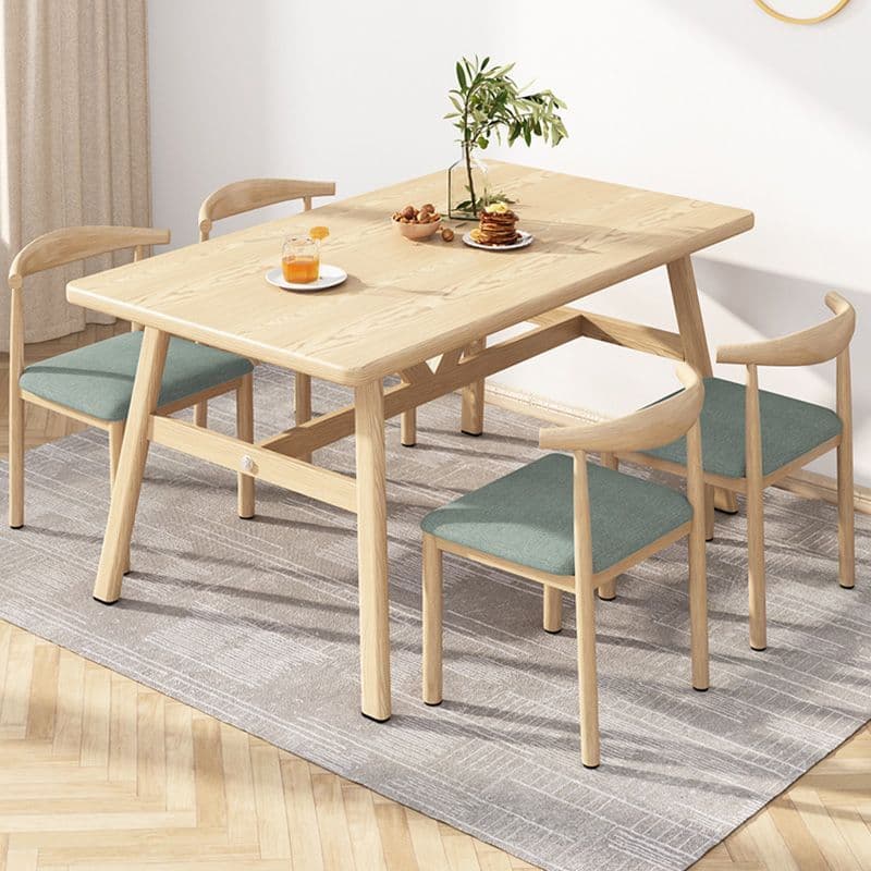Log color 120*60 table and four chairs [cyan cloth]