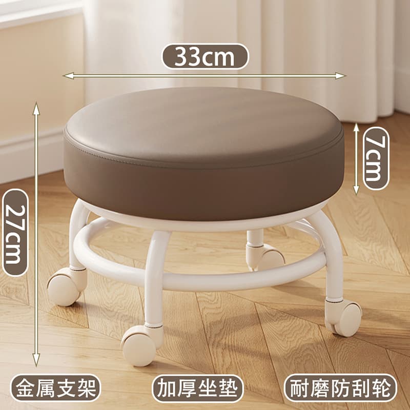 Light coffee-white wheel [double-layer iron frame-thick seat cushion]