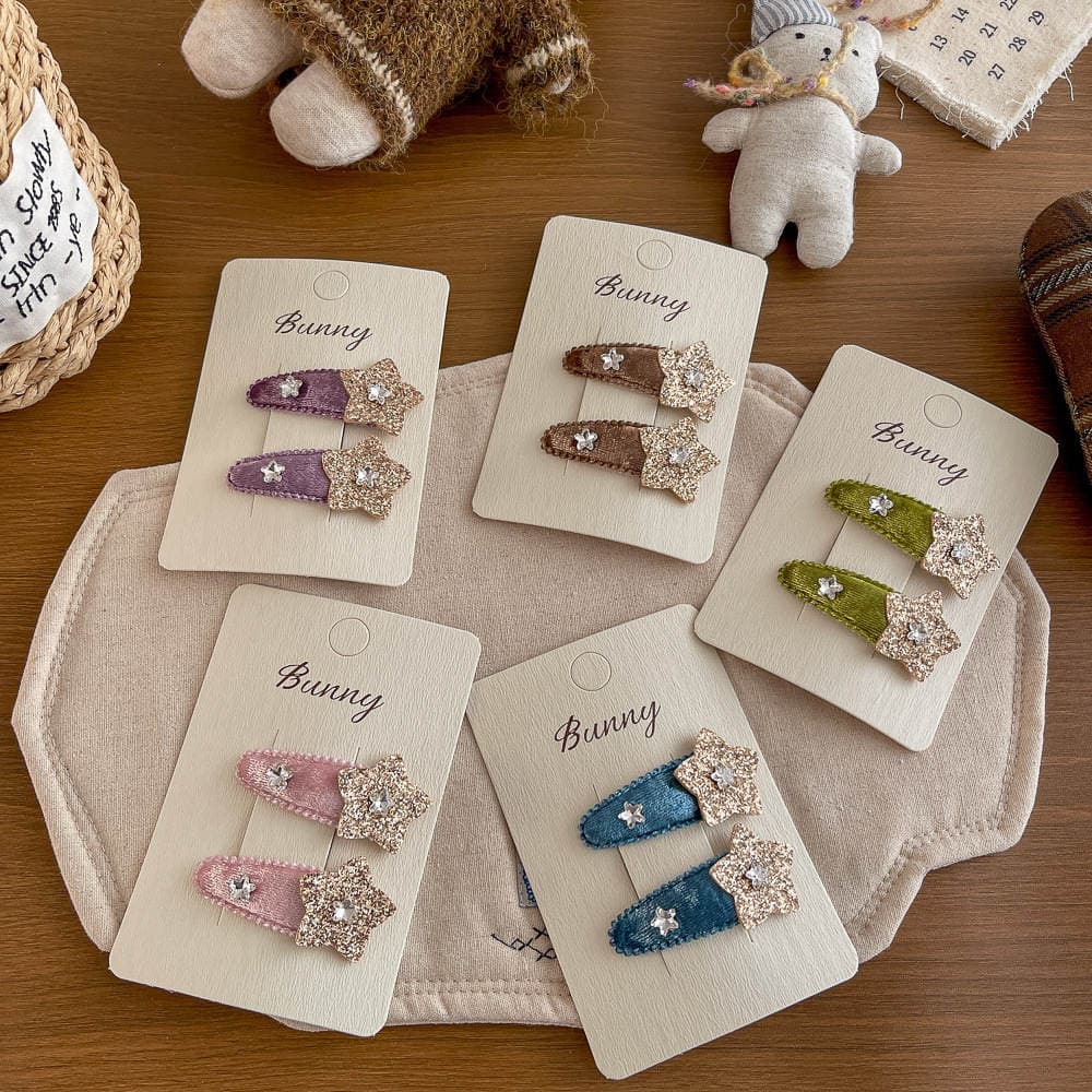 Korean-Style Sequin Velvet Star Hair Clip for Children, Bb Clip for Bangs and Loose Hair, Sweet Rhinestone Hairpin, Girls' Hair Accessory 3
