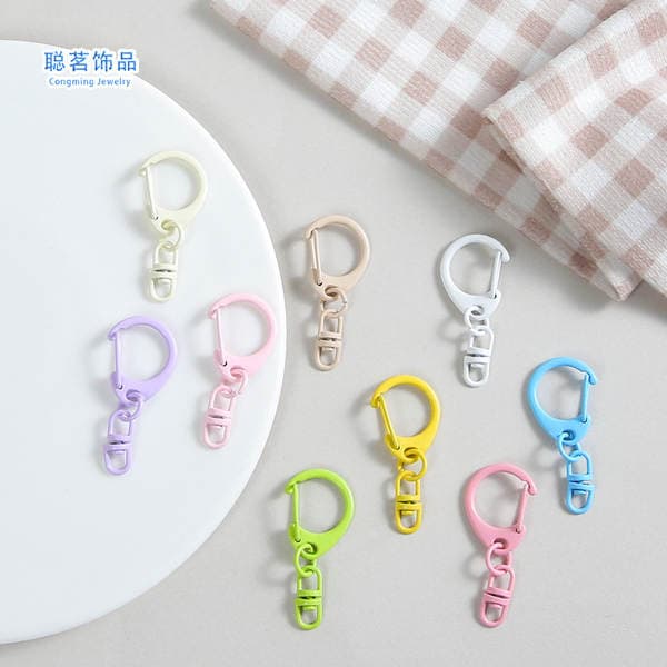 Color D-shaped buckle hanging 8-shaped buckle zinc alloy paint key chain handmade diy jewelry accessories hanging decoration materials wholesale