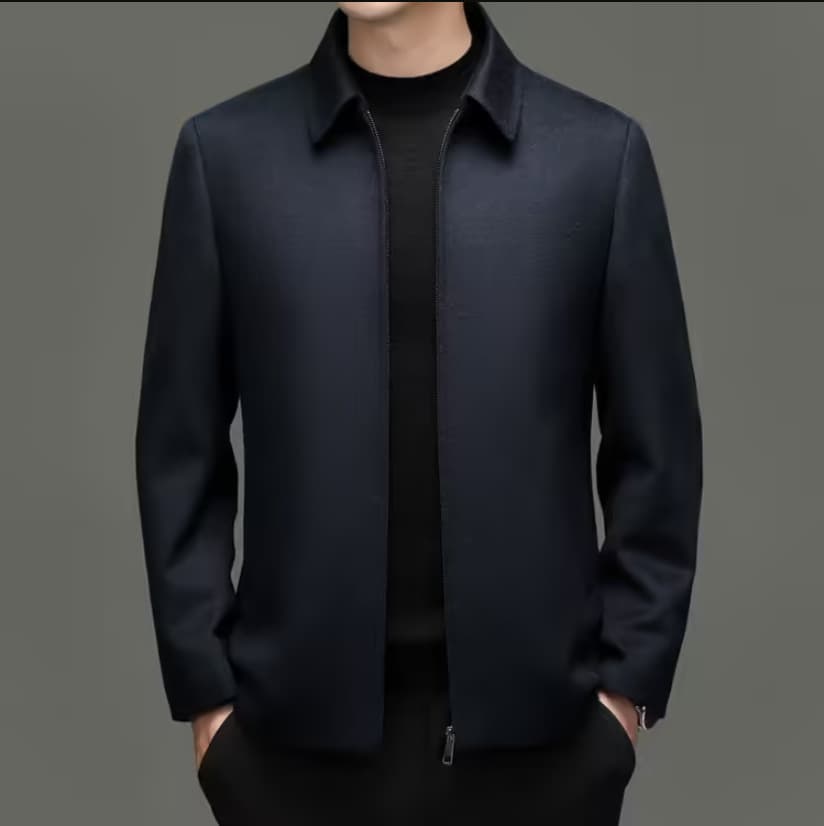 Navy blue lapel zipper style 58929