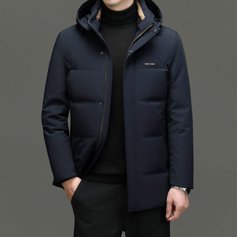 Fashionable Hooded down Jacket for Men, 2025 Winter New Style, Mid-Length Warm Casual Coat for Dad, Trendy 3