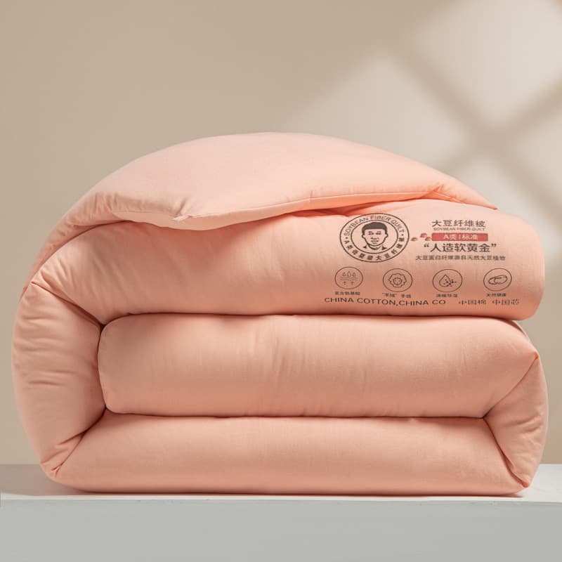 Pink jade [double a-type naked sleeping grade super soft genuine soybean quilt]