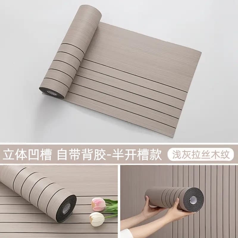 Semi-slotted-light gray brushed wood grain mw602