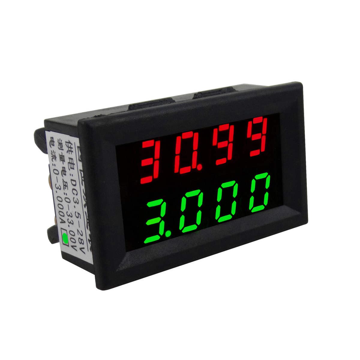 Special offer 4-digit dual display digital voltmeter ammeter 0-33V/3A red blue, green 2