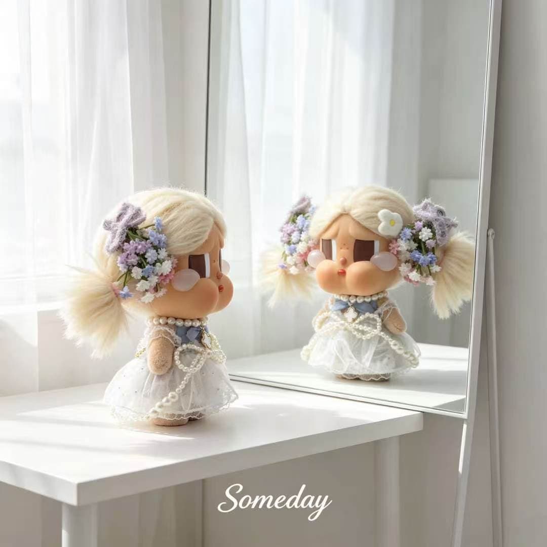 Silver pearl bow gauze skirt + 2 gypsophila hairpins