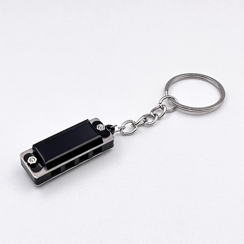 Mini metal harmonica (black) hanging ring style