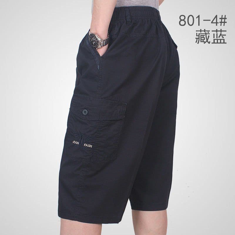 Three-quarter cotton pants (blue)