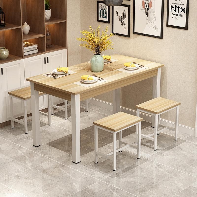 120*60 with four stools light walnut color + white frame