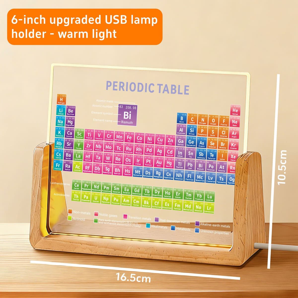 6inch cross-border new color printing periodic table + usb lamp holder