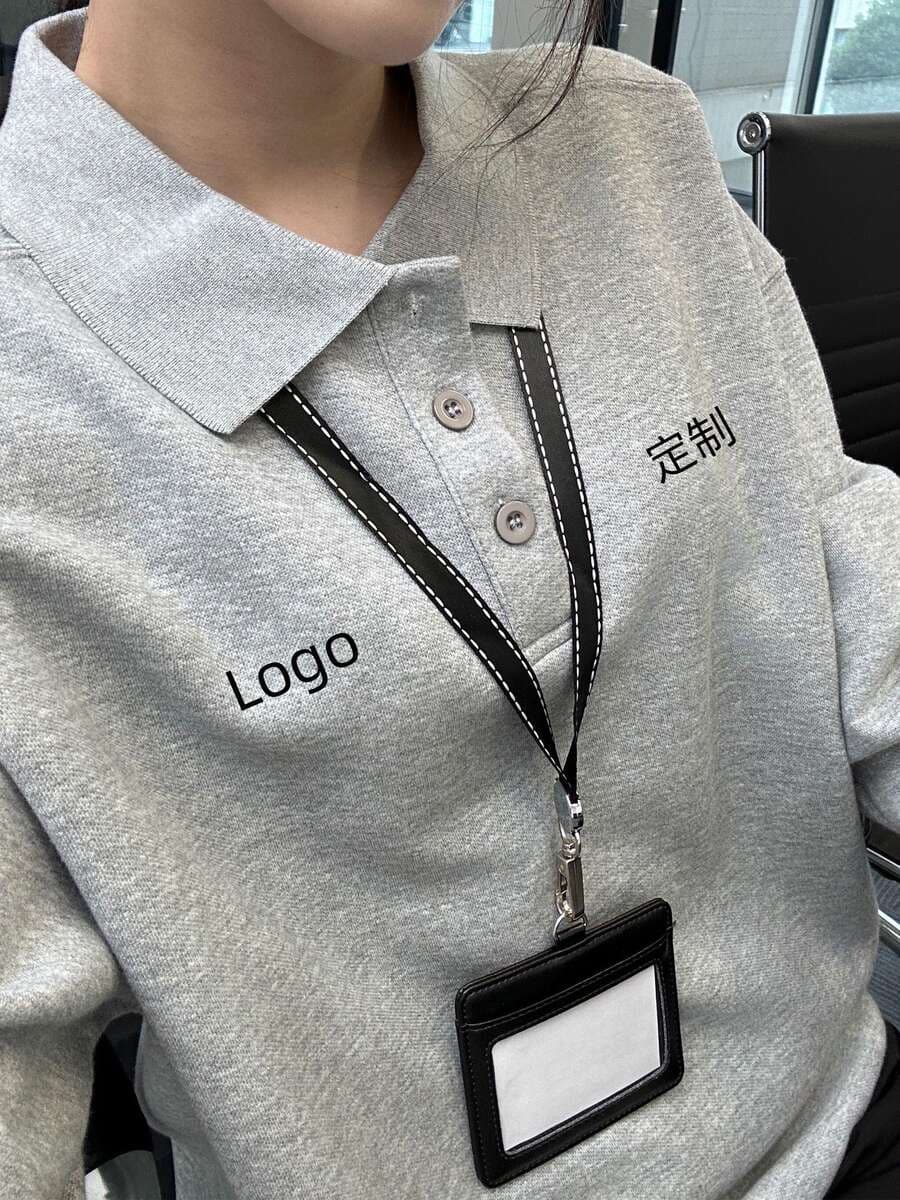 Gray Polo Shirt Custom-Made with Logo, Long-Sleeve Workwear, Corporate Team-Building Cultural Shirt, Custom Work Uniform for Men 2