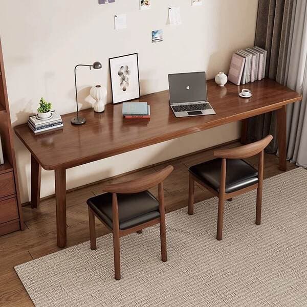 Double Desk with Solid Wood Legs, Long Table, Office Desk, Small Apartment Bedroom, Dormitory, Girls' Makeup Table, Computer Desk