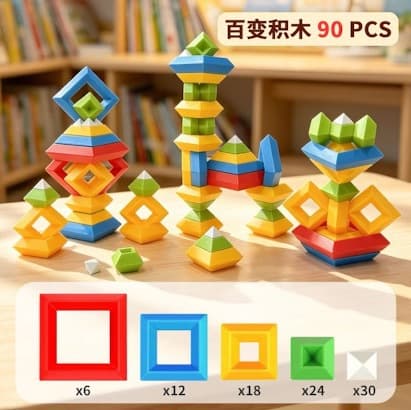 Small pyramid building blocks [90 pieces] - 6 bags/pack